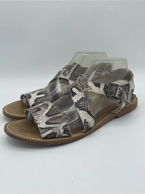 Penelope Chilvers Snake-Print Strappy Leather Sandals - Taupe & Cream